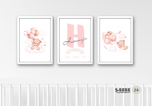 Set of Three Nursery Prints in frames Z4
